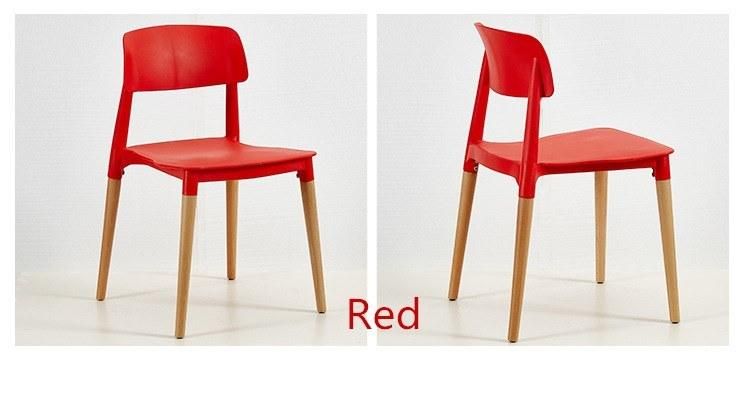 Popular Customized Nordic Rustic Stacking Plastic Seat Solid Beech Wood Dining Chair