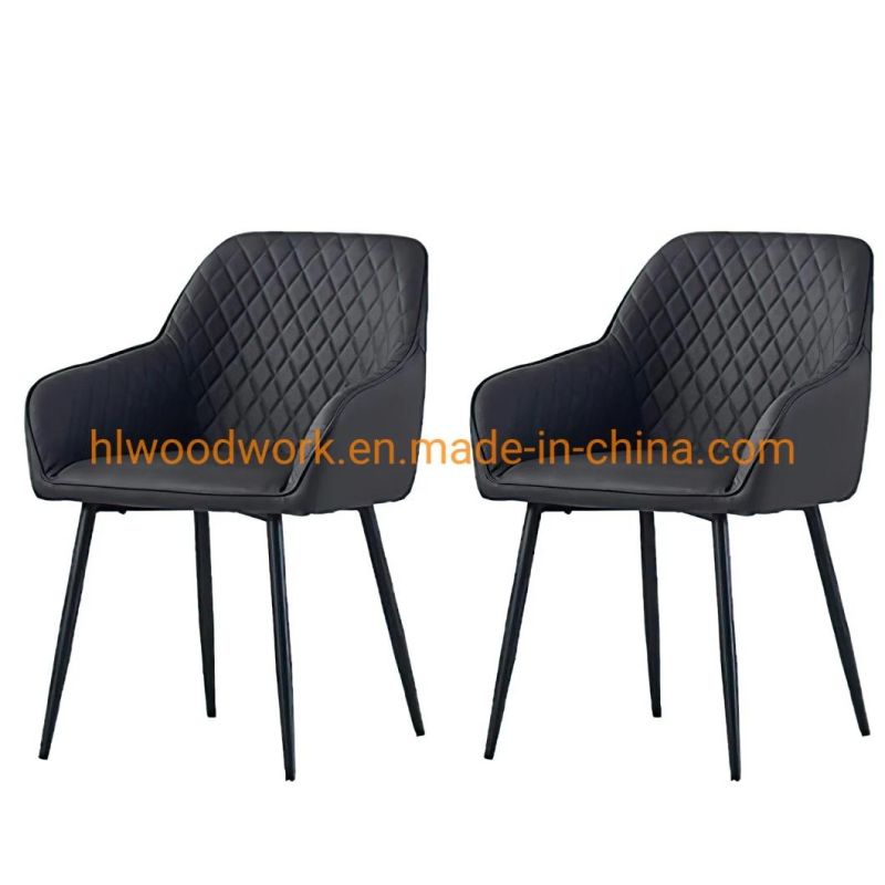 High Quality Dining Furniture Home Kitchen Fabric Gray Dining Chairs with Black Legs Metal Hotel Home Restaurant Living Room Meeting Room Furniture Dining Chair