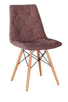 Brown Fabric Wood Legs Bar Stool