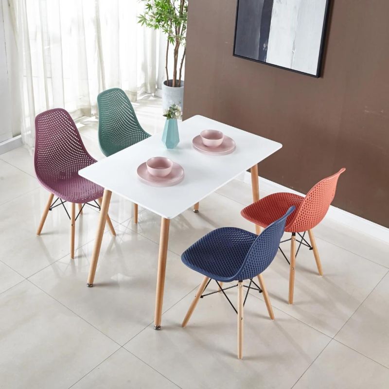 Italian Cafe Chair Sillas De Comedor Home Furniture EMS Chair Solid Wood Leg Plastic Dining Chair