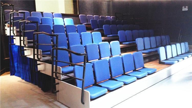 Floor Mounted Fabric Telescopic Bleachers Bleacher with Foam Chair Fabric Seat Flip up Folding Chair Electric Grandstand