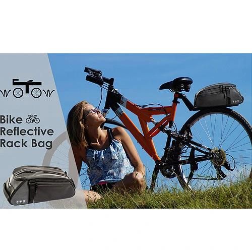 Bike Reflective Rack Bag, Water Resistant Bicycle Rear Seat Pannier Cargo Trunk Storage