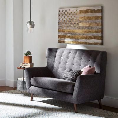 Round Side Table with Fabric Storage Basket, 24&quot;H, Walnut and Grey