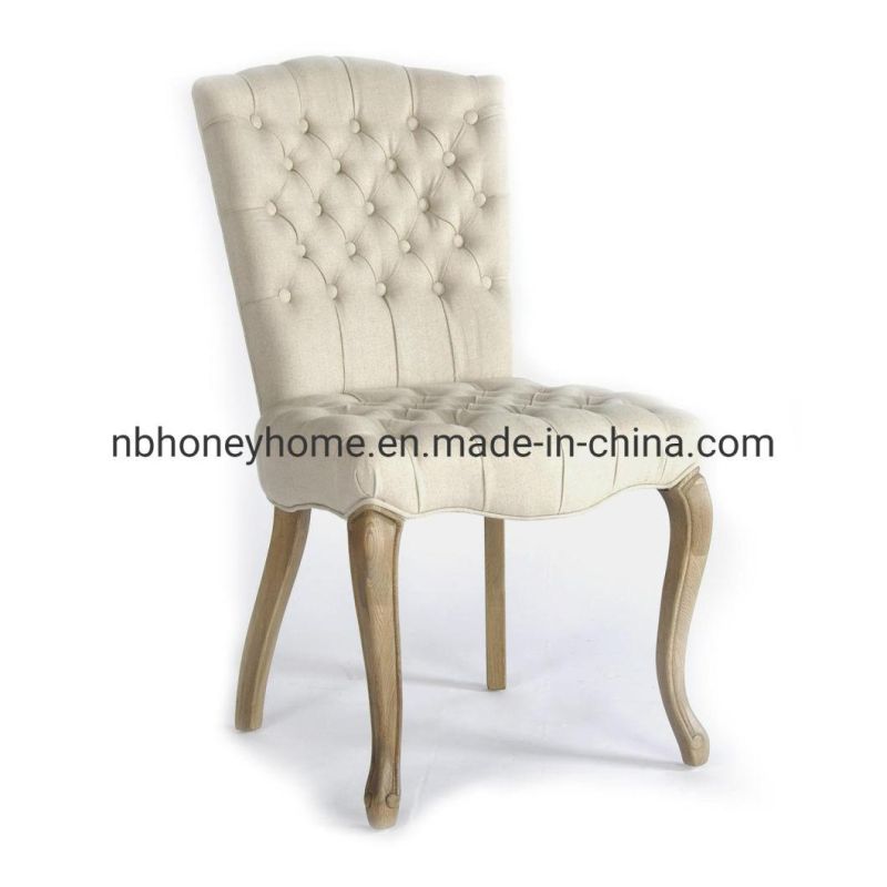 Elegant Soft Back Antique Style Solid Wood Upholstery Tufted Back Chair