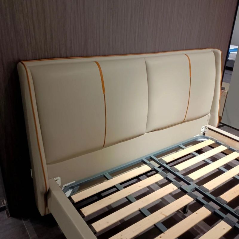 Fashion Bedroom Furniture Leather Refined Bedrest Cushion Bed Bedsteads