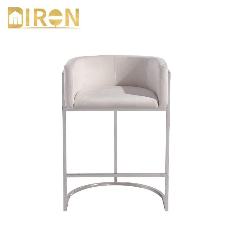 Modern Design Home Furniture Comfortable Stainless Steel Legs Upholstered Velvet Dining Bar Chairs