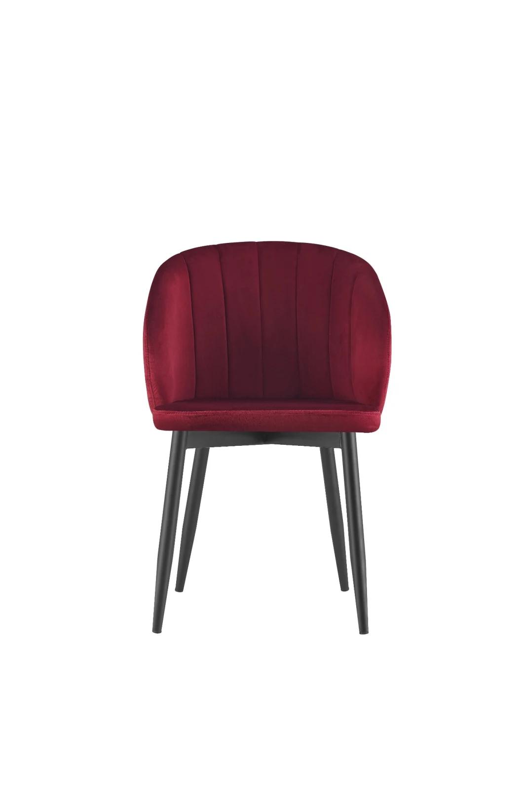 Modern Style Colorful Fabrics Chair with Metal Leg High Back Quality Restaurant Velvet Dining Chair