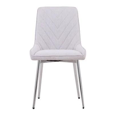 Home Hotel Restaurant Kitchen Furniture Fabric Dining Room Chair with Chromed Legs