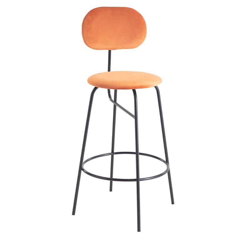 Hot Sale Metal Barstool Comfortable Fabric Barstool Wholesale Morden Metal Legs Bar Stool Chair