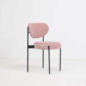 Modern Pink Flannelette Armless Metal Leg Dining Chair