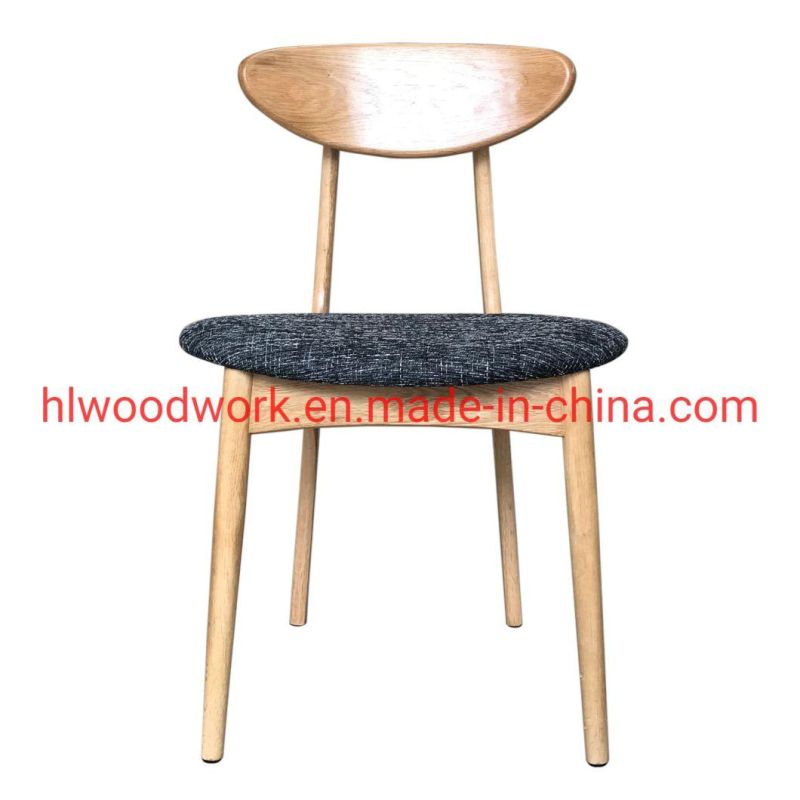 Dining Chair Oak Wood Frame Natural Color Fabric Cushion Brown Color B Style Wooden Chair Furniture Dining Room Furniture