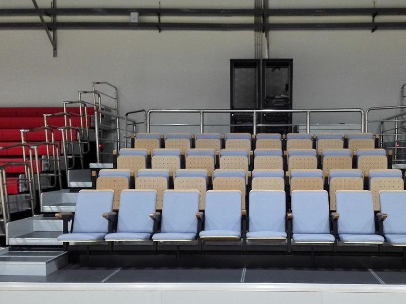 Soft Telescopic Seating Retractable Bleacher with Wooden Back Chair