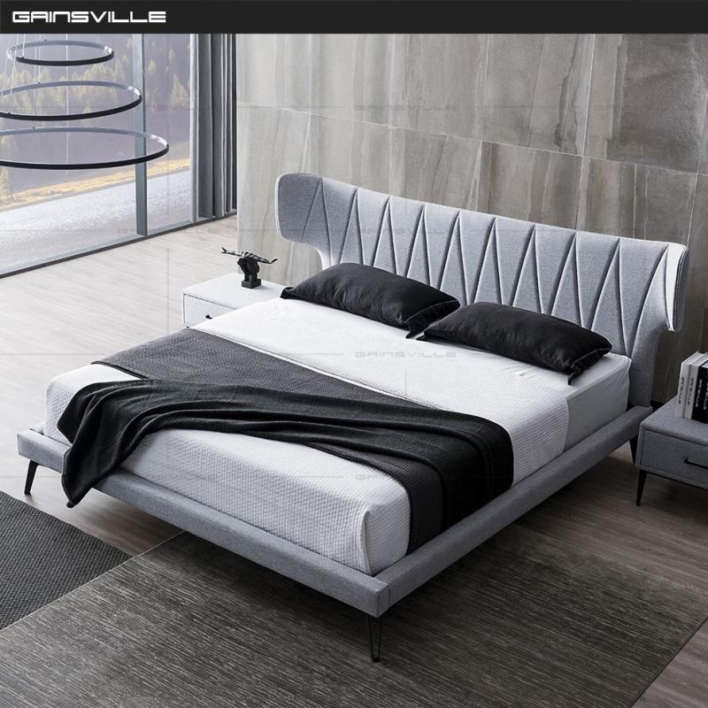 Luxury Bed Room Furniture Double Size Leather Modern Fabric Bed Gc1801