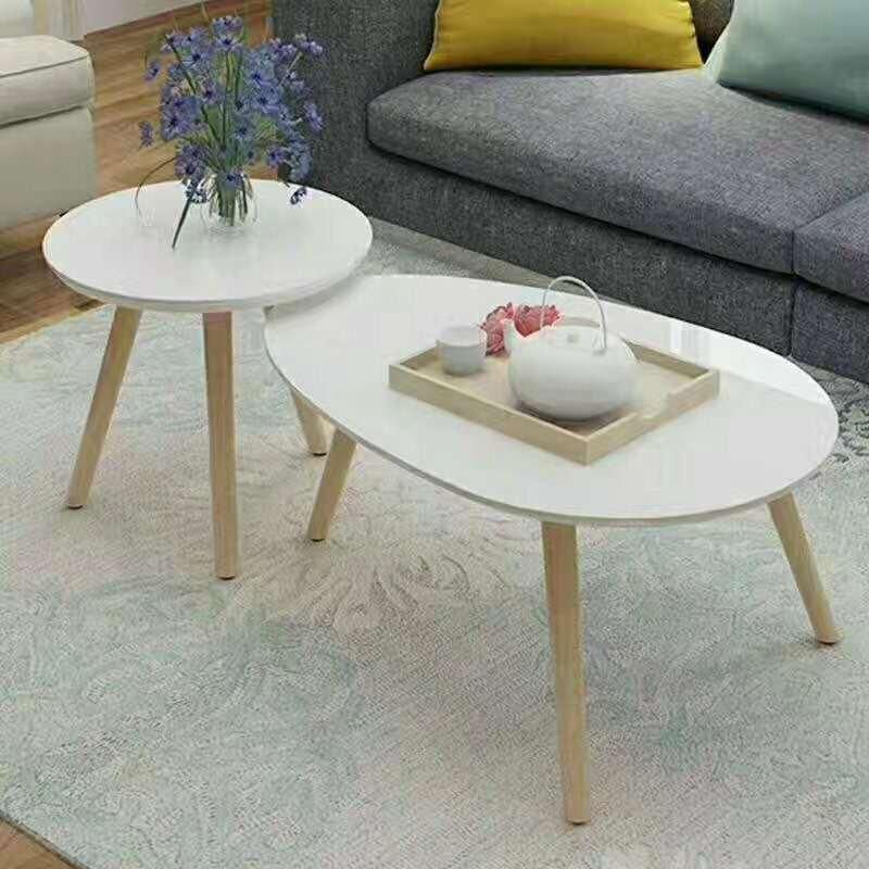 Minimalist Living Room Furniture Wooden Leg MDF Top Scandivian Nordic Coffee Nest Table