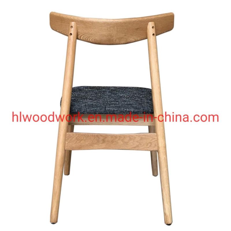 Dining Chair Oak Wood Frame Natural Color Fabric Cushion Grey Color K Style Wooden Chair Furniture Living Room Furniture