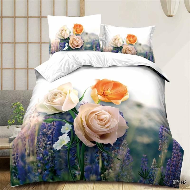 Home Textile Custom Cheap 100% Polyester Microfiber Printed Fabric Bed Comforter Set, Bed Sheet Set