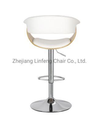 Modern Bar High Chair Super Low Back Shaped Wooden Seat Bar Stool