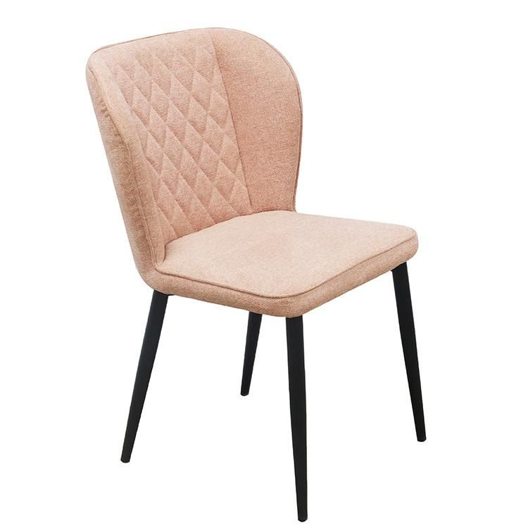 Modern Fashion Colorful Soft Fabric Upholstery Cafe Dining Chair with Metal Leg