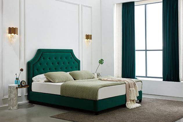 Luxury Modern Design Room Furniture Upholster King Queen Bed Velet