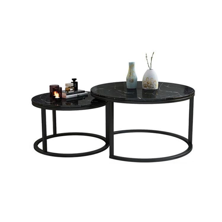 Hot Sale Modern Style Home Dining Furniture Coffee Steel Restaurant Wholesale Tea Table Set Metal Iron Legs Marble Top Coffee Table