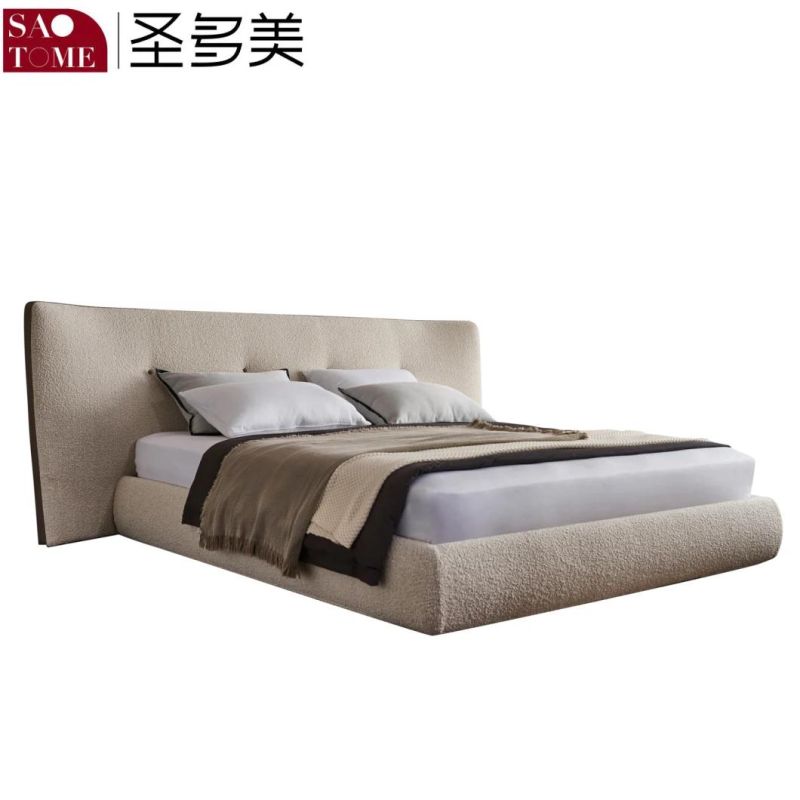 Modern Hotel Bedroom Furniture Set Fabric Grey 180m King Bed