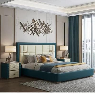 Hot Sale Modern Design King Size Double Bed High Quality Italian Luxury Queen Size Leather Bedroom Furniture Sets with Storage