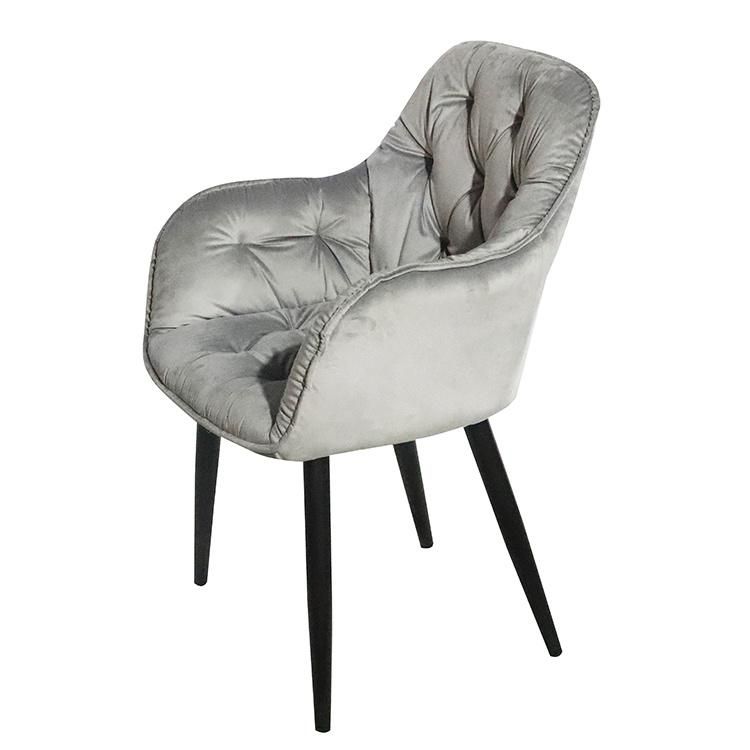 Europe Style of Luxury Upholstered Soft Back Velvet Fabric Dining Chair with Metal Legs