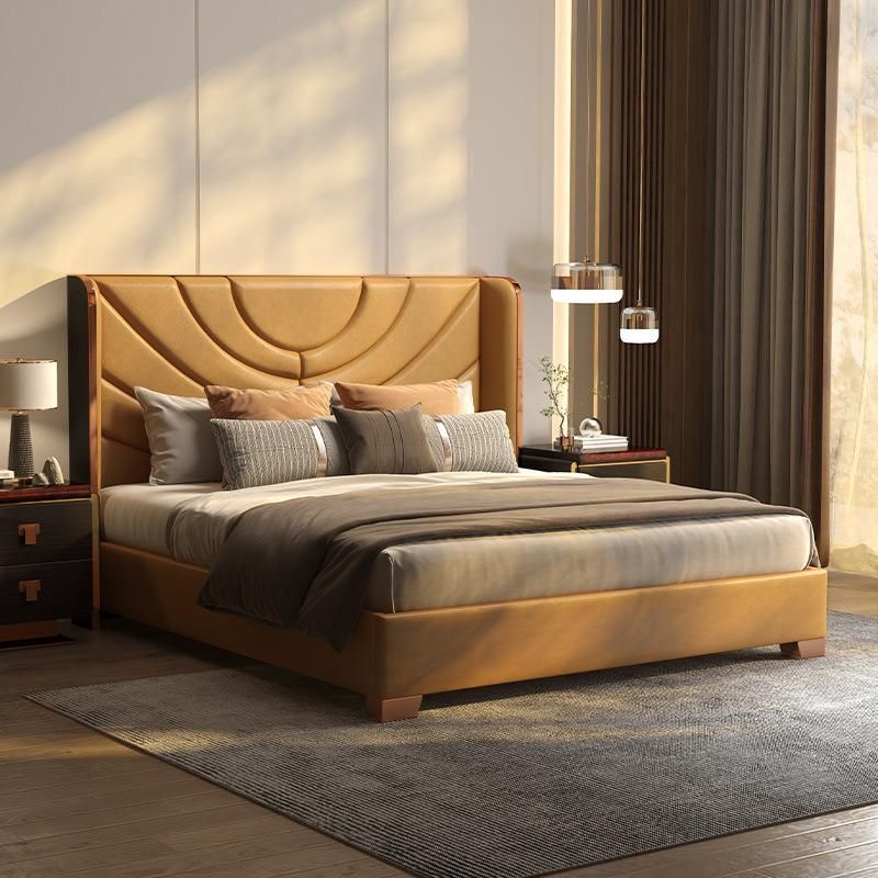 Italian Modern Hot Sale Luxury Leather King Size and Queen Size Bedroom Furniture Double Bed with Lift Storage