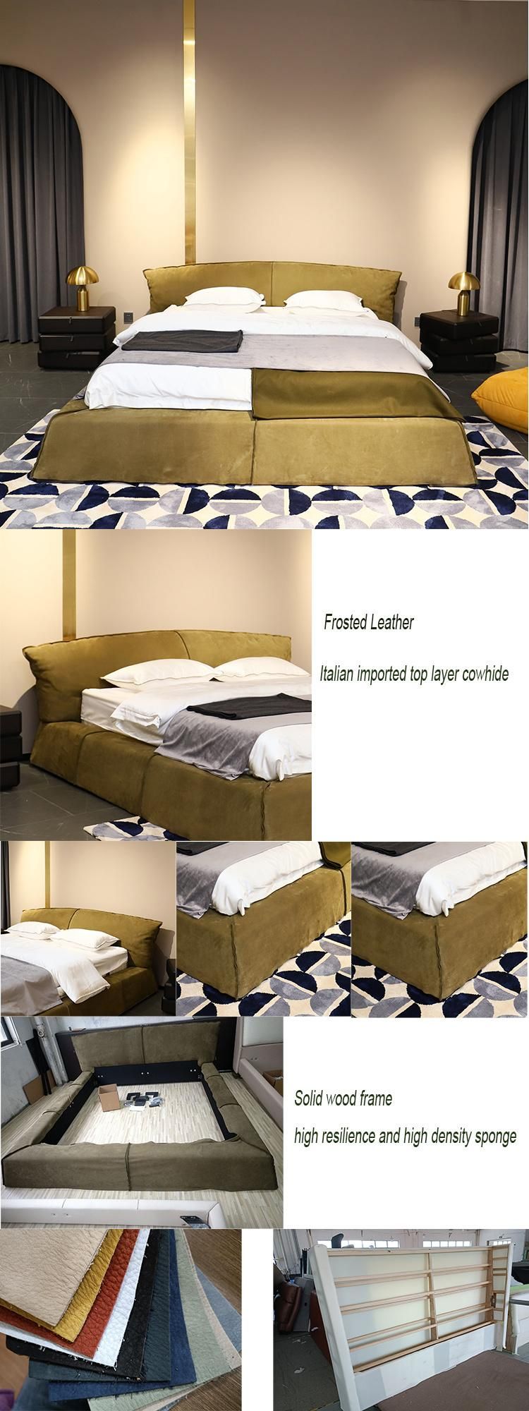 Hot Sale Fabric Bed Furniture Modern Italy Design up-Holstered Bed Set