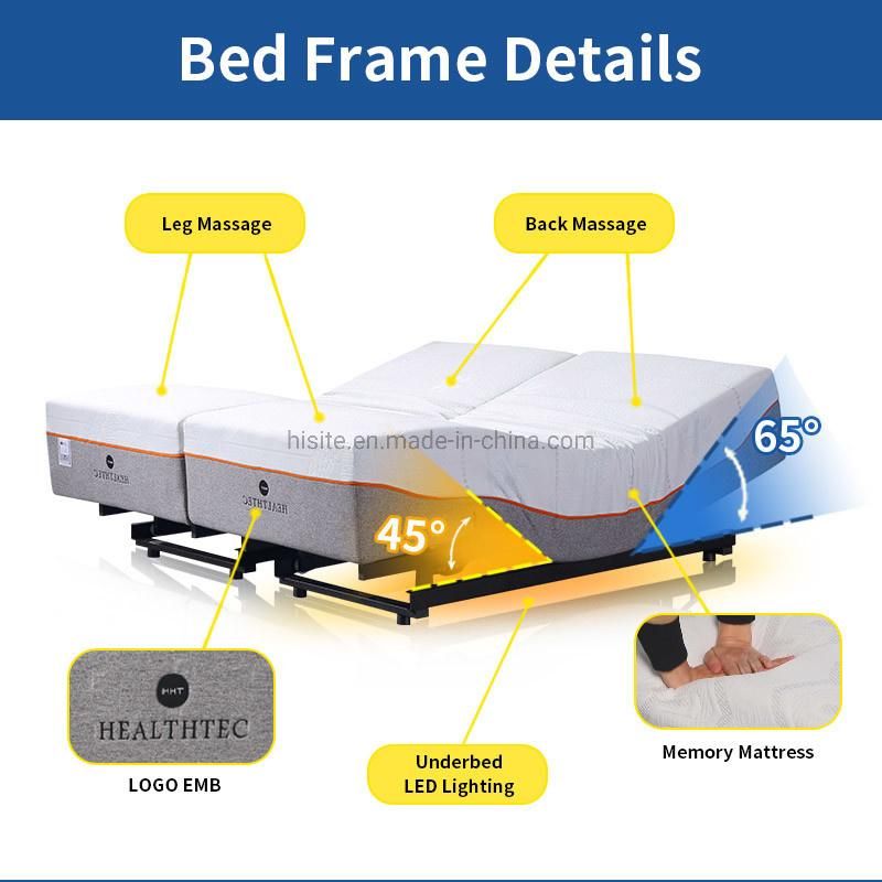 2022 Newest Luxury LED Metal Sliding Electric Adjustable Bed