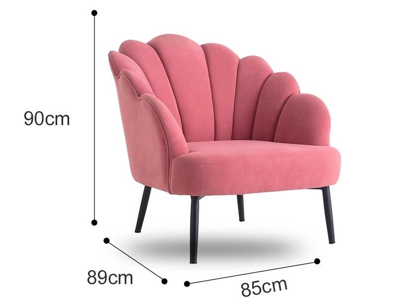 Hot Selling Home Furniture Nordic Simple Style Luxury Single Chair Pink Nordic Velvet Armchair Dining Chair