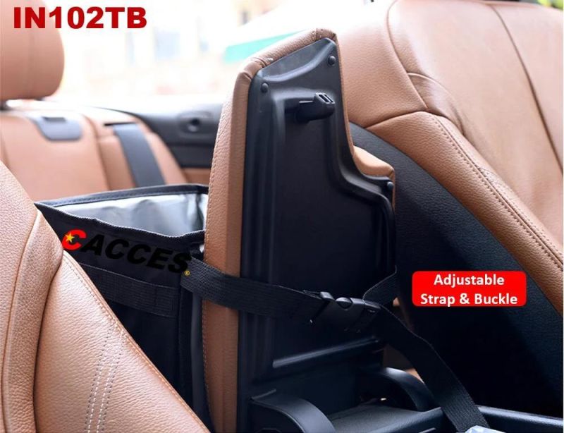 Cacces Car Rubbish Can,Car Trash Bin with Lid&Side Pockets, Foldable&Waterproof Auto Trash Bag Oxford, Auto Garbage Bag Hanging for Headrest, Car Boot Organiser