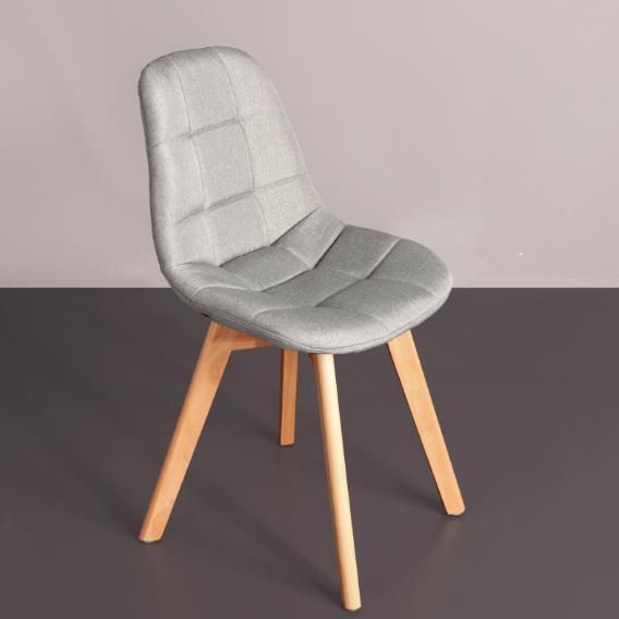 Grey Wholesale Wood Leg Cheap Home Furniture Leisure Cafe Restaurant Nordic Fabric Modern Covered by Fabric Dining Chair