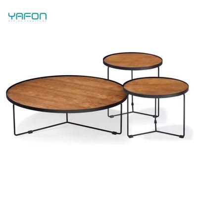 Optional Size Modern Office Furniture Wooden Top Small Round Coffee Tea Table