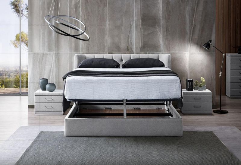 Customized Modern Italian Style Bedroom Furniture Set Fabric Bed Gc1726