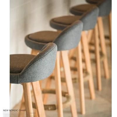 Bar Stool Nordic Rustic Classic High Kitchen Counter Chair Modern Leather PU Fabric Wooden Swivel Bar Stool with Back