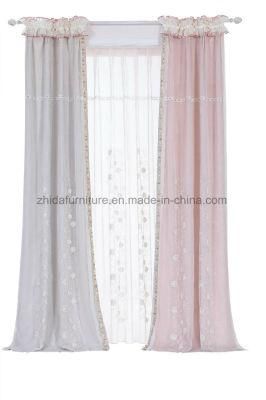 Pink Linen Velvet Home Textile Jacquard Fabric Curtain