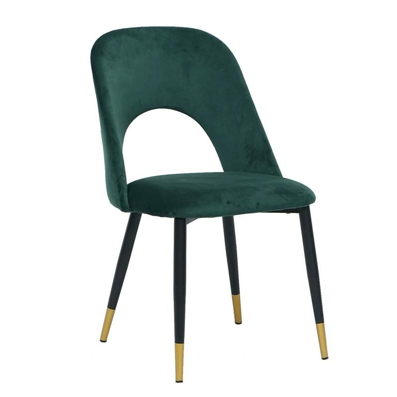 Velvet Fabric Seat Black Golden Decoration Legs Green Dining Chair