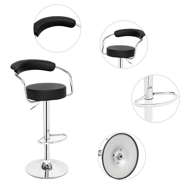 French Lift Cafe Industrial Bar Stool Modern High Chair Kitchen Bar Chairs Swivel Faux Leather Bar Chairs