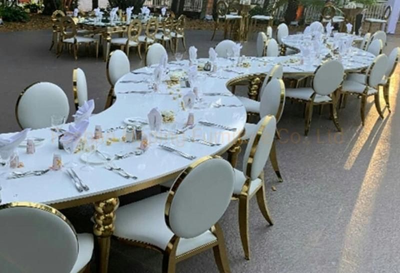 Banquet Wedding Chair Colorful Event Furniture Nordic Leisure Restaurant Dining Chair with Gold Shining Mirror Finish Metal Leg