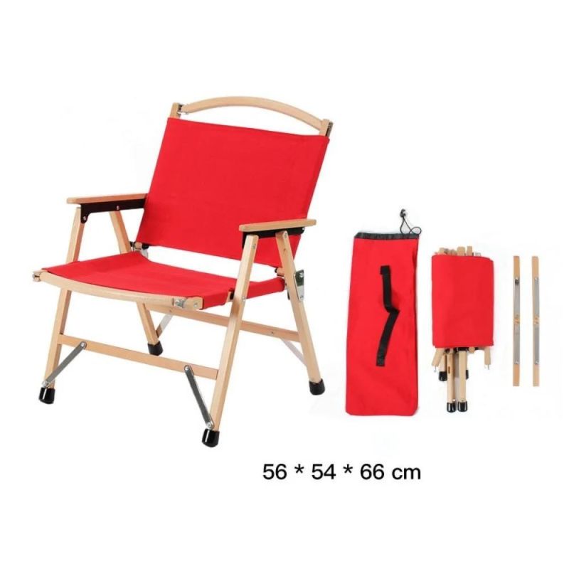 Portable Wood Grain Aluminum Customized Beech Foldable Armrest Wood Chair Folding Outdoor Campground Lightweight Director Chair Wyz19651