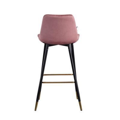 High Quality Gold Metal Leg Velvet Bar Chair with Industrial Bar Stool