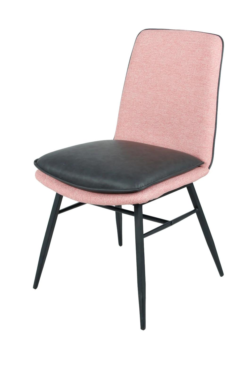 Home Minimalism Style Restaurant Modern Coffee Dining Chair Furniture Black Spray Metal Frame Sponge Cushion Leisure Fabric Chair Dining Chair