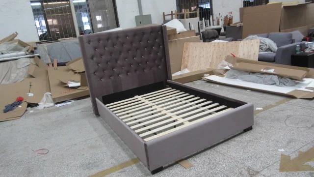 Cheap Wooden Bed with Fabric Cover