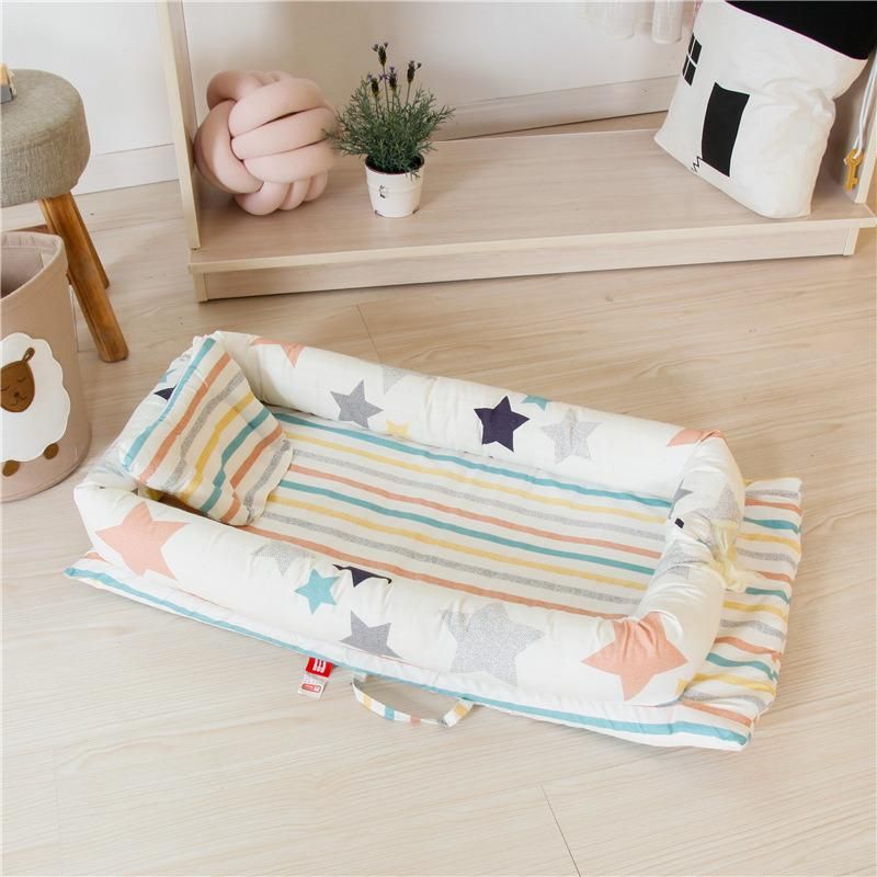 100% Cotton Portable Crib Baby Nest Bed Lounger Multifunction Breathable Deep Sleeping Baby Bed in Bed