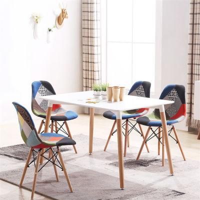 Modern Designer Fabric Covered Wood Legs Patchwork Chair Dining Chair for Living Room Dinner