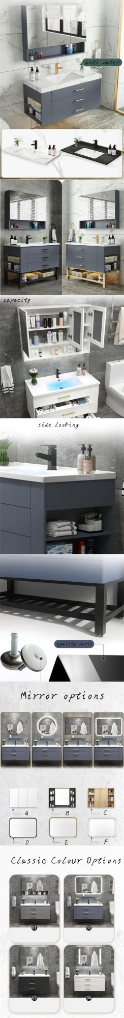 Wall Mounted Bathroom Vanity Cabinet Modern Luxury with LED Light Glass Mirror