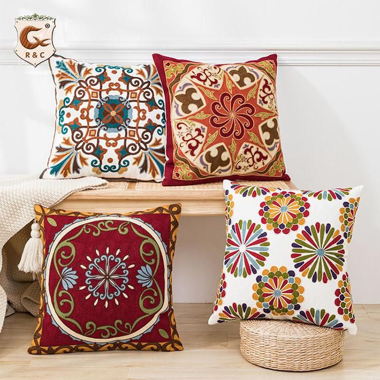 Simple Cushion Cover / Printed Cushion Cover, Modern Ethnic Style Mandala Velvet Car Chair Handmade Square Seat Velvet Fabric