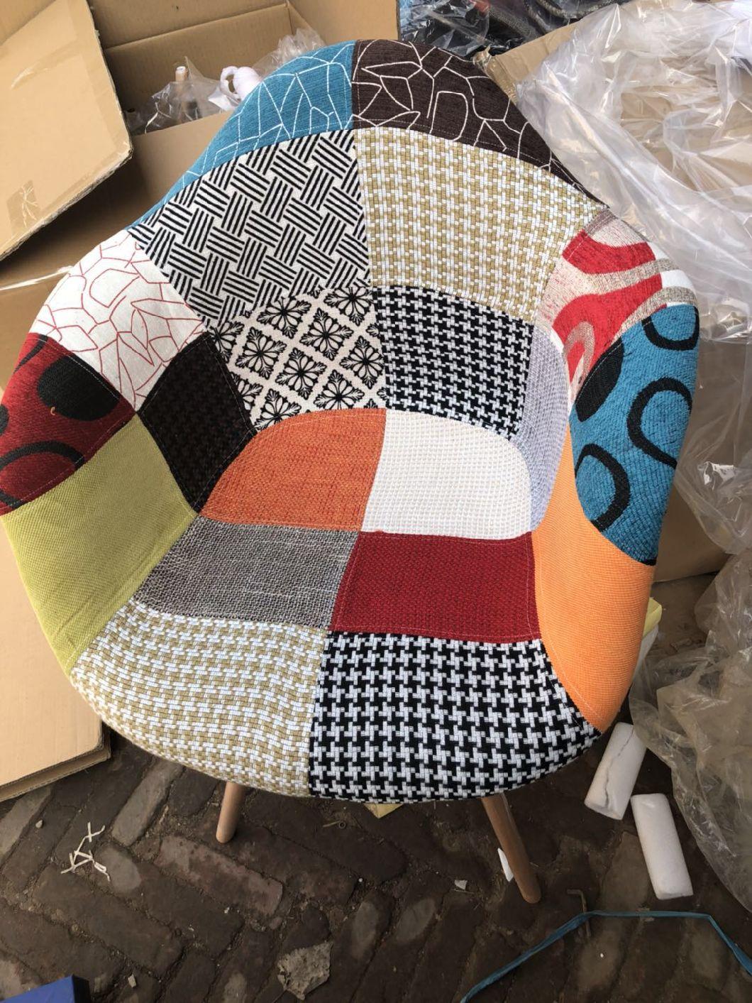 Hot Sale Italian Living Room Leisure Chair Patchwork Fabric Restaurant Dining Chair with Armrest