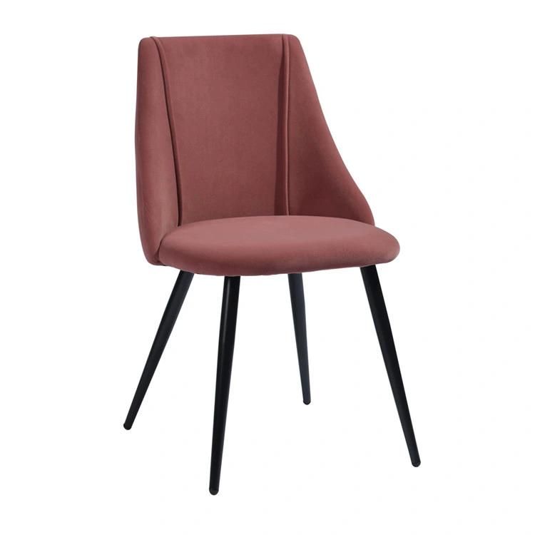 Modern Design Style Upholstered Transfer Metal Leg Velvet Wooden Leg Dining Chairs